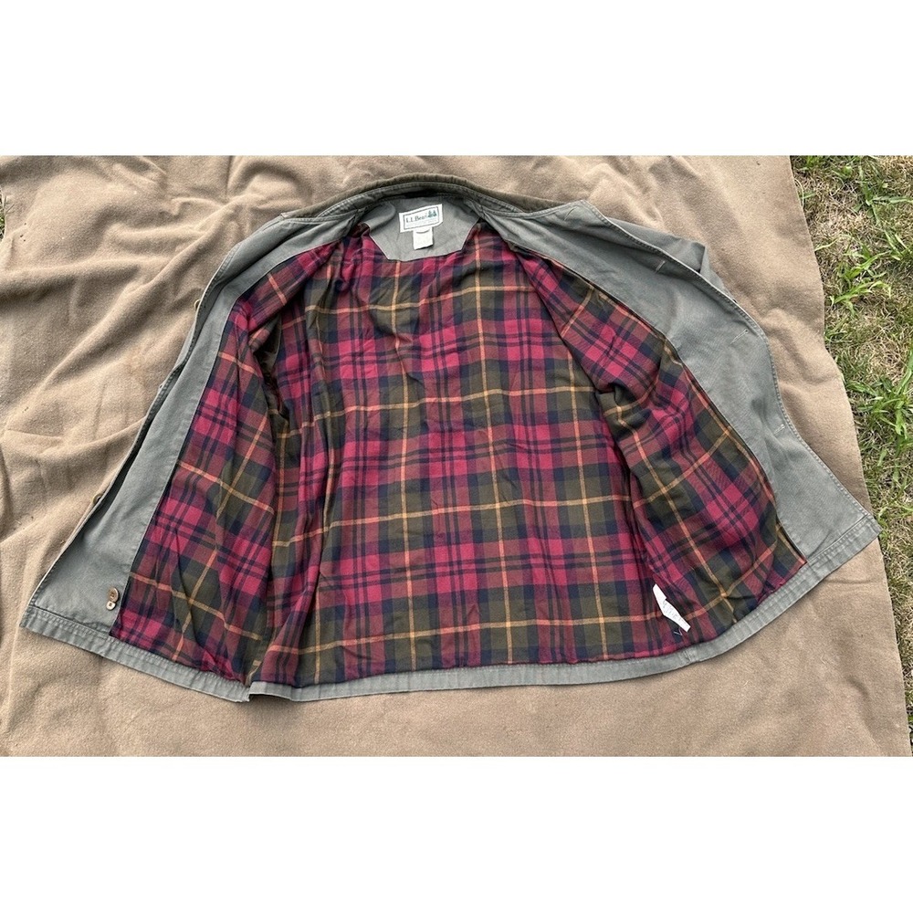 LL Bean Men's Original Field Coat Cotton flannel-Lined Size XXL Olive Green - Picture 2 of 10